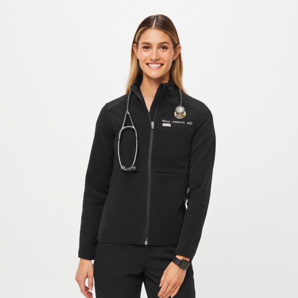 Figs on shift fleece jacket in light grey